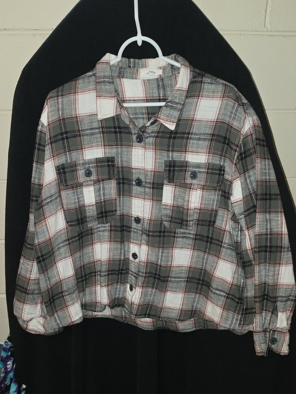 Maurices Plaid Button-Down Shirt in Olive, White, and Black